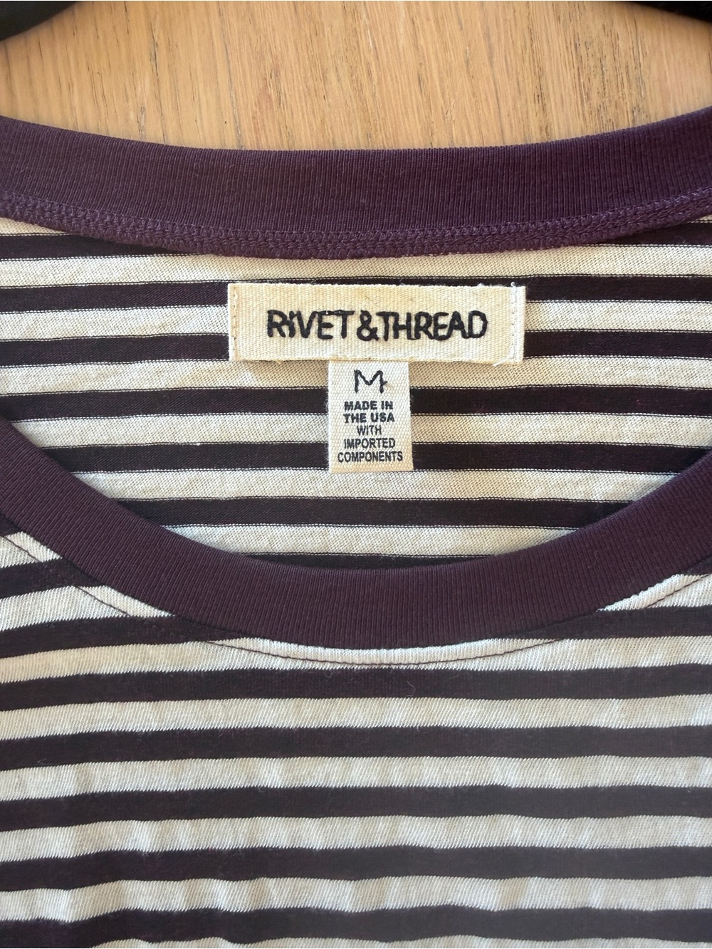 Women's Short Sleeve Striped Tee - Purple/White